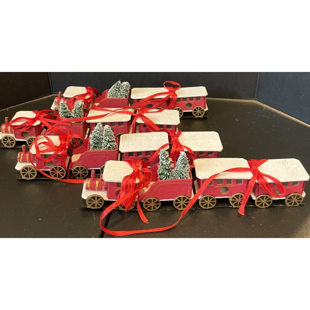 Vintage‎ Midwest of Cannon Falls Paper Trains Christmas Ornaments Set Of 4